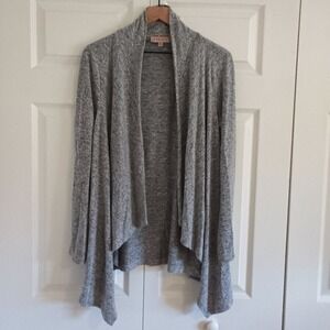 Philosophy Open Front Wrap Style Cardigan Size M Long Sleeve Heather Grey Cozy
